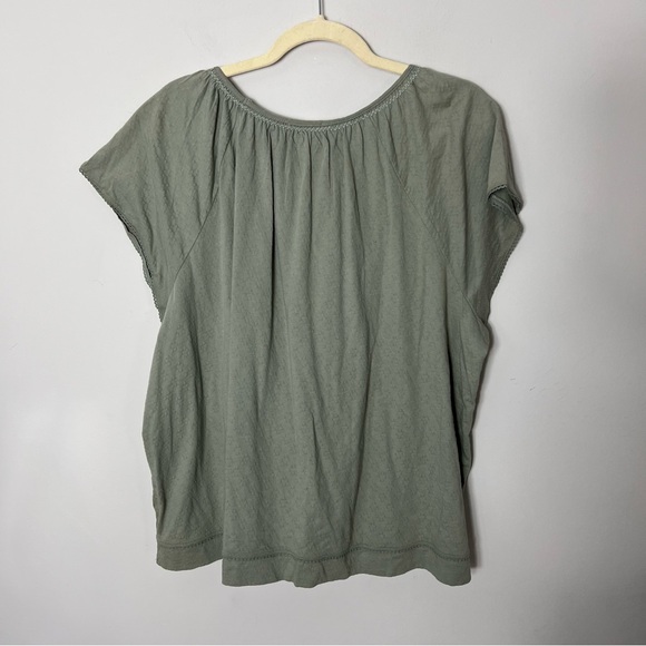 Fat Face Sage Green Short Cap Sleeve Jersey Textured Shirt Top - US 16 UK 20 - Picture 8 of 9